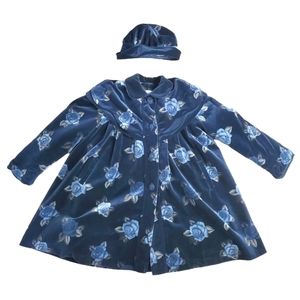 Vintage navy blue velvet coat and hat set